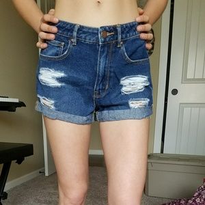 High Waist Dark Demin Shorts